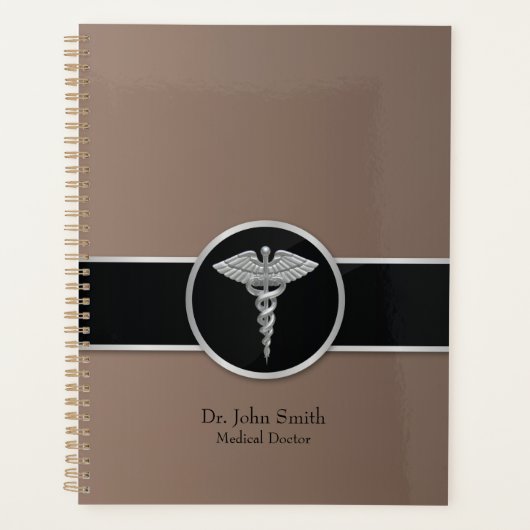 Professionele Silver Medical Caduceus Planner (Voorkant)