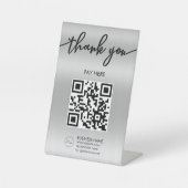 Professionele Silver Scan me QR Code Pedestal Sign Reclamebord Met Voetstuk (Voorkant)