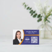 Professionele Sinaasappel voegt uw Logo QR-code to Visitekaartje (Staand voorkant)