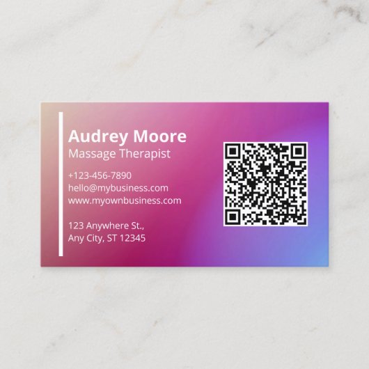 Professionele Sjablonen QR Code Massagetherapeut Visitekaartje (Voorkant)