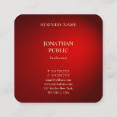 Professionele Sjabloon Elegante Rode Damask Gouden Vierkante Visitekaartje (Achterkant)