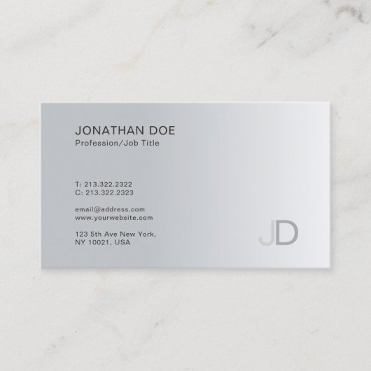 Professionele Sjabloon met een Silver-minimalistis Visitekaartje (Voorkant)
