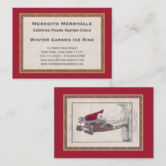 Professionele Skating Coach Elegant Vintage Visitekaartje (Voorkant / Achterkant)