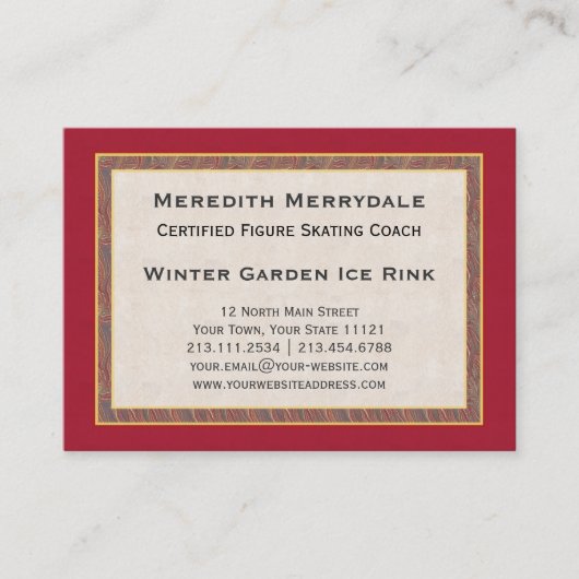 Professionele Skating Coach Elegant Vintage Visitekaartje (Voorkant)