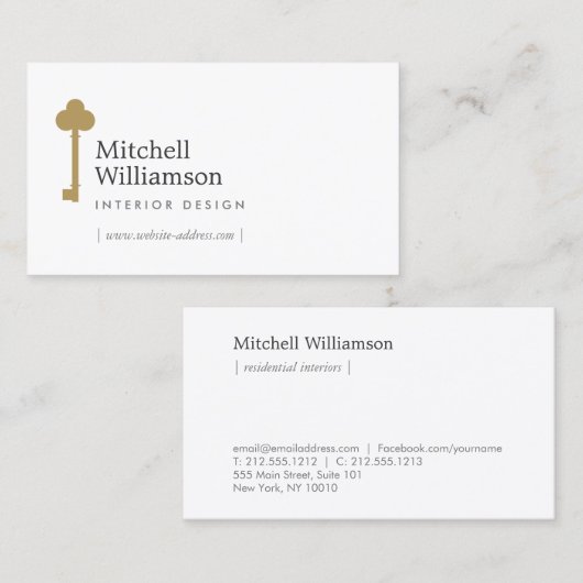 Professionele Skeleton Key Logo Realtor Visitekaartje (Voorkant / Achterkant)