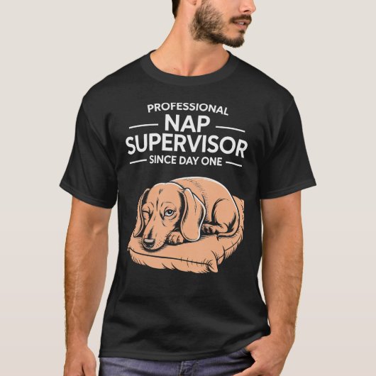 Professionele Slaap Supervisor Dachshund Kussen T-shirt (Voorkant)