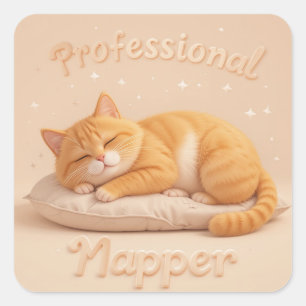 Professionele Slaapster Kat Schattige Slapende Kit Vierkante Sticker