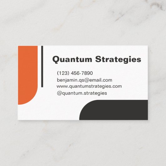 Professionele Slank Zwart Wit Sinaasappel Modern C Visitekaartje (Achterkant)