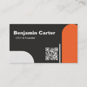 Professionele Slank Zwart Wit Sinaasappel Modern C Visitekaartje (Voorkant)