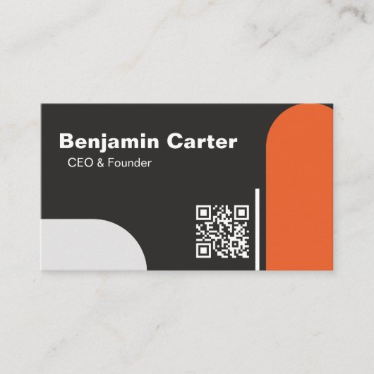 Professionele Slank Zwart Wit Sinaasappel Modern C Visitekaartje (Voorkant)