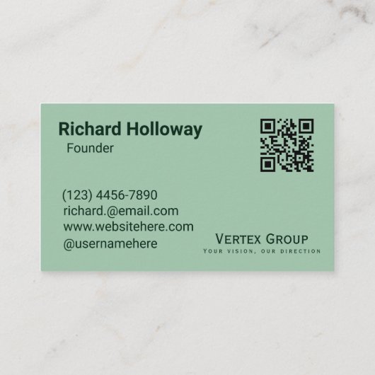 Professionele slanke moderne vet donkergroen schoo visitekaartje (Achterkant)