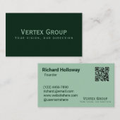 Professionele slanke moderne vet donkergroen schoo visitekaartje (Voorkant / Achterkant)