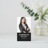 Professionele Slanke Vastgoedmakelaar Bold Black Visitekaartje (Staand voorkant)