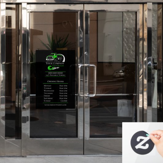 Professionele Sleepdienst, Openingstijden Raamsticker (Kantoordeur)