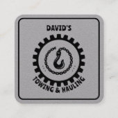 Professionele sleepdienst zwart & grijs vierkante visitekaartje (Voorkant)