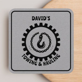 Professionele sleepdienst zwart & grijs vierkante visitekaartje