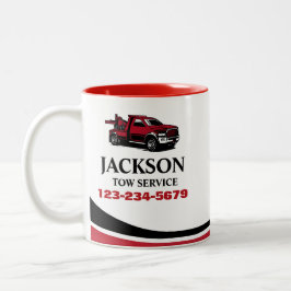 Professionele sleepvrachtwagenservice tweekleurige koffiemok