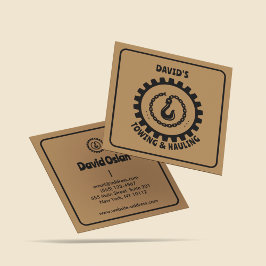 Professionele sleepwagen haak bruin & zwart vierkante visitekaartje