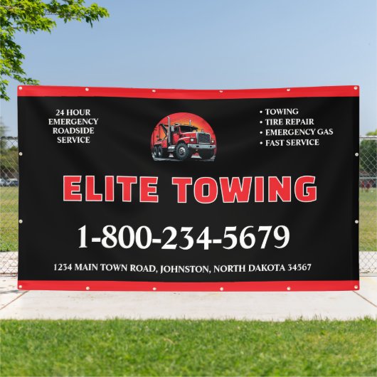 Professionele sleepwagen servicebanner | enorm RO Spandoek (Buitenkant)