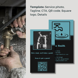 Professionele Slogan Blue Plumber Visitekaartje Klantenkaartje