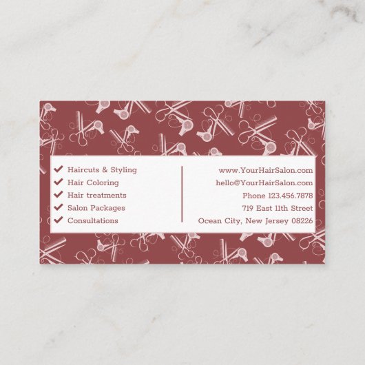 Professionele Smoky Topaz & Roze Haarsalon Visitekaartje (Achterkant)