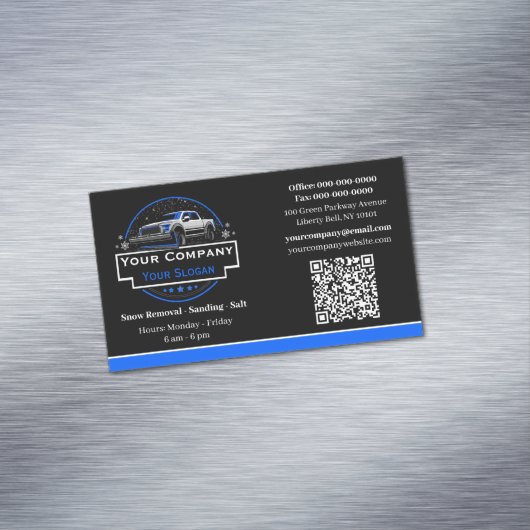Professionele sneeuwverwijdering, sneeuwploegbedri magnetisch visitekaartje (Voorbeeld)