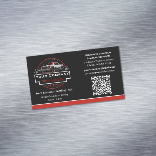 Professionele sneeuwverwijdering, sneeuwploegbedri magnetisch visitekaartje (Voorbeeld)