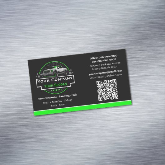 Professionele sneeuwverwijdering, sneeuwploegbedri magnetisch visitekaartje (Voorbeeld)