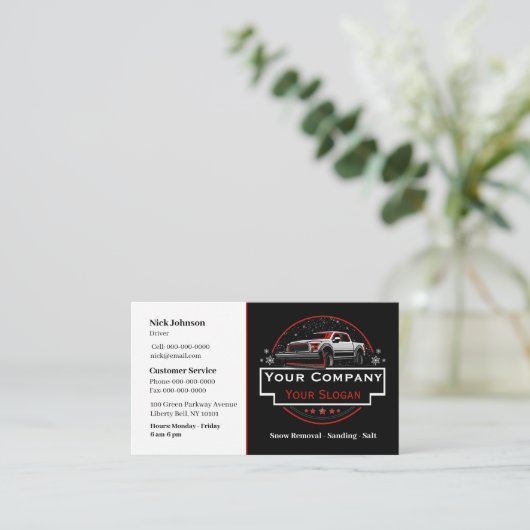 Professionele sneeuwverwijdering, sneeuwploegbedri visitekaartje (Staand voorkant)