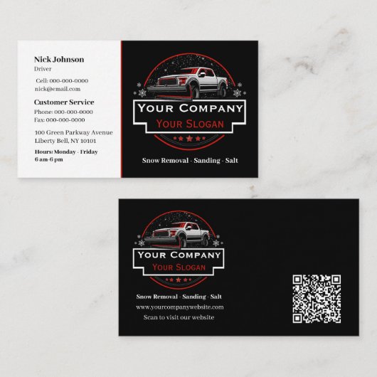 Professionele sneeuwverwijdering, sneeuwploegbedri visitekaartje (Voorkant / Achterkant)