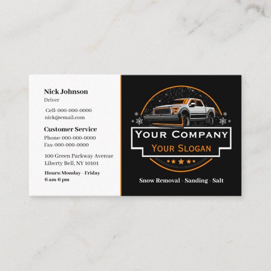 Professionele sneeuwverwijdering, sneeuwploegbedri visitekaartje (Voorkant)