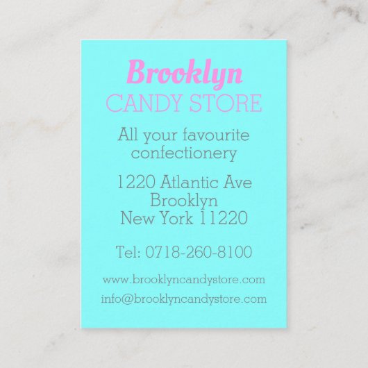 Professionele snoepgoed Sweet Shop Snoep Store Visitekaartje (Achterkant)