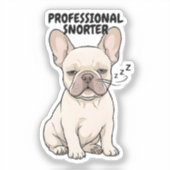 Professionele Snurker Grappig Frans Bulldog Ontwer Sticker (Voorkant)