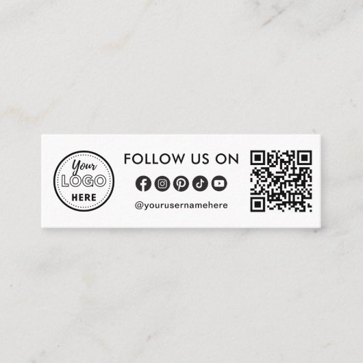 Professionele Social Media Logo Volg mij QR Code Mini Visitekaartje (Voorkant)