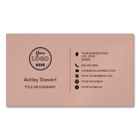Professionele sociale media Logo Modern Blush Pink Magnetisch Visitekaartje (Voorkant)
