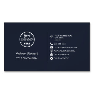 Professionele sociale media Logo Modern Navy Blue Magnetisch Visitekaartje