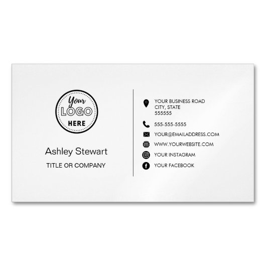Professionele sociale media Logo Modern Trendy Whi Magnetisch Visitekaartje (Voorkant)