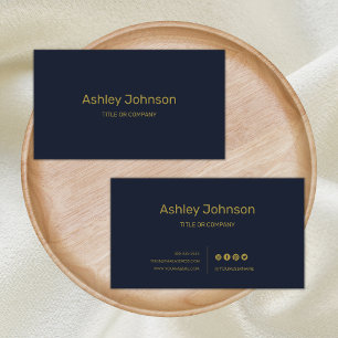 Professionele sociale media Modern Navy Blue Gold Visitekaartje
