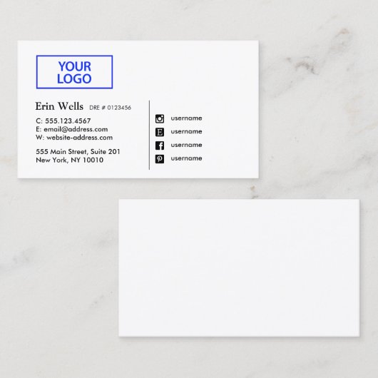 Professionele sociale media Pictogram Voeg uw Logo Visitekaartje (Voorkant / Achterkant)