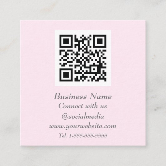 Professionele sociale media QR-code schaalbaar roz Vierkante Visitekaartje (Voorkant)