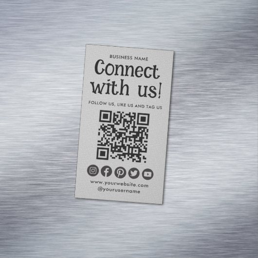 Professionele sociale media Website Modern Grey Magnetisch Visitekaartje (Voorbeeld)