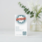 Professionele Spotless Blauw & Wit Cleaner Visitekaartje (Staand voorkant)