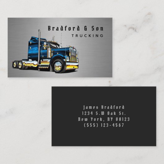 Professionele staaltransportonderneming visitekaartje (Voorkant / Achterkant)