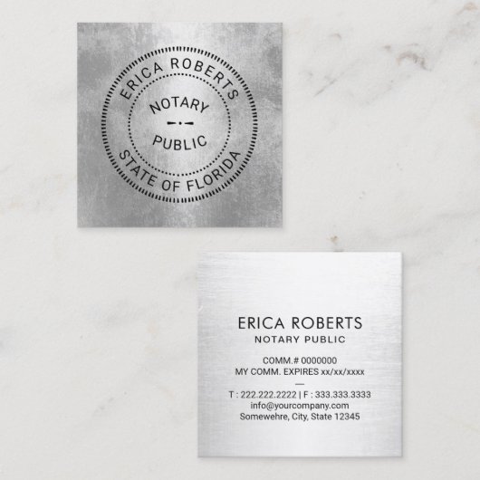 Professionele staatskammer (modern) zilver vierkante visitekaartje (Voorkant / Achterkant)