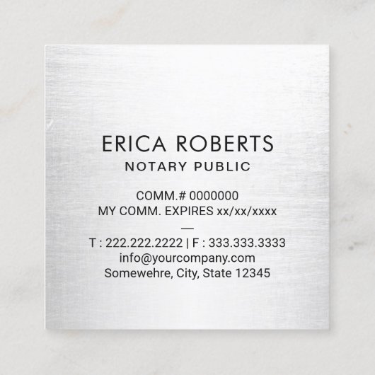 Professionele staatskammer (modern) zilver vierkante visitekaartje (Achterkant)