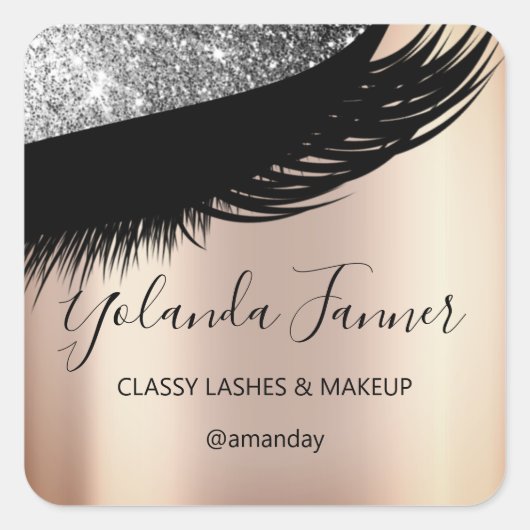 Professionele stijlkunstenaar Eyelash Unique RoseG Vierkante Sticker (Voorkant)
