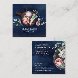 Professionele stijlvolle blauwe Waterverf catering Vierkante Visitekaartje