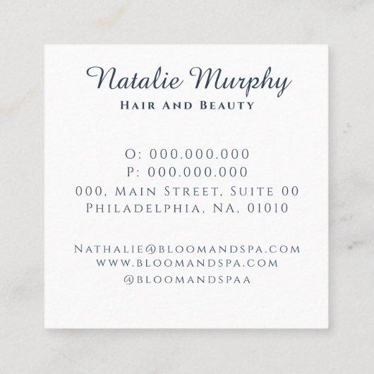 Professionele Stijlvolle Botanische Marine Beige G Vierkante Visitekaartje (Achterkant)