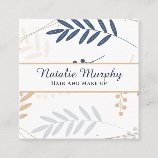 Professionele Stijlvolle Botanische Marine Beige G Vierkante Visitekaartje (Voorkant)