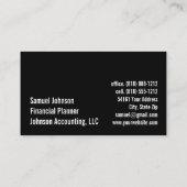 Professionele Stijlvolle Financiële Planner Accoun Visitekaartje (Achterkant)